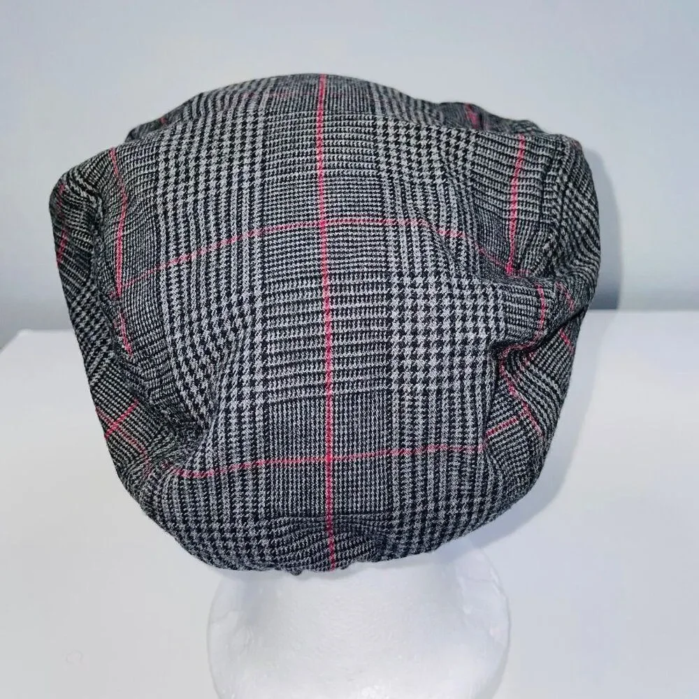 Gymboree Newsboy Boys Scally Hat Gray Red Size M Original Flat Cap Elastic